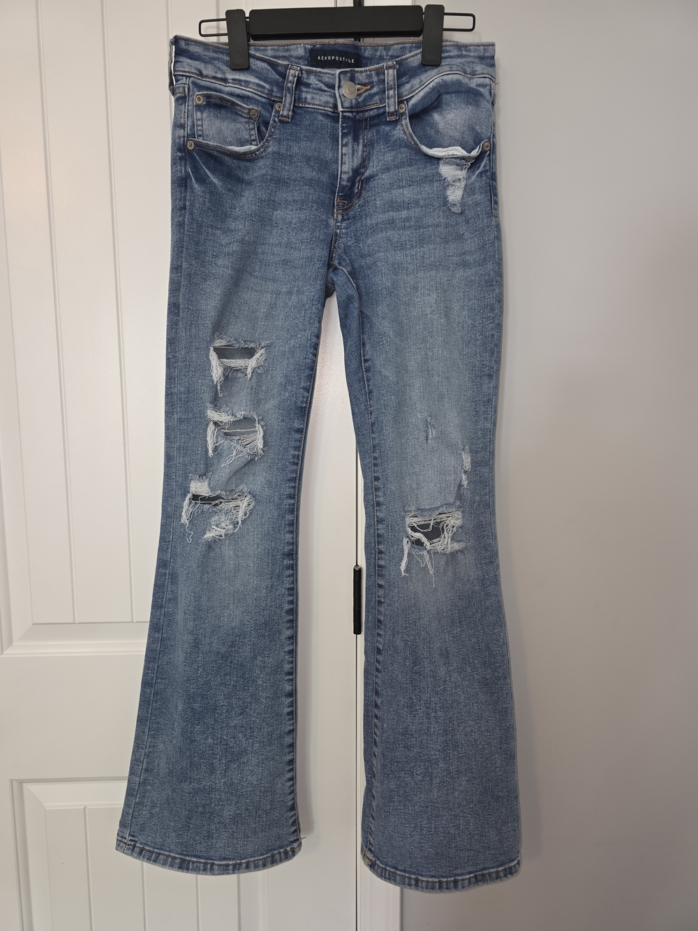 Aeropostale- Low Rise Light Blue Distressed Flare Jeans - Women's Size 4 Reg